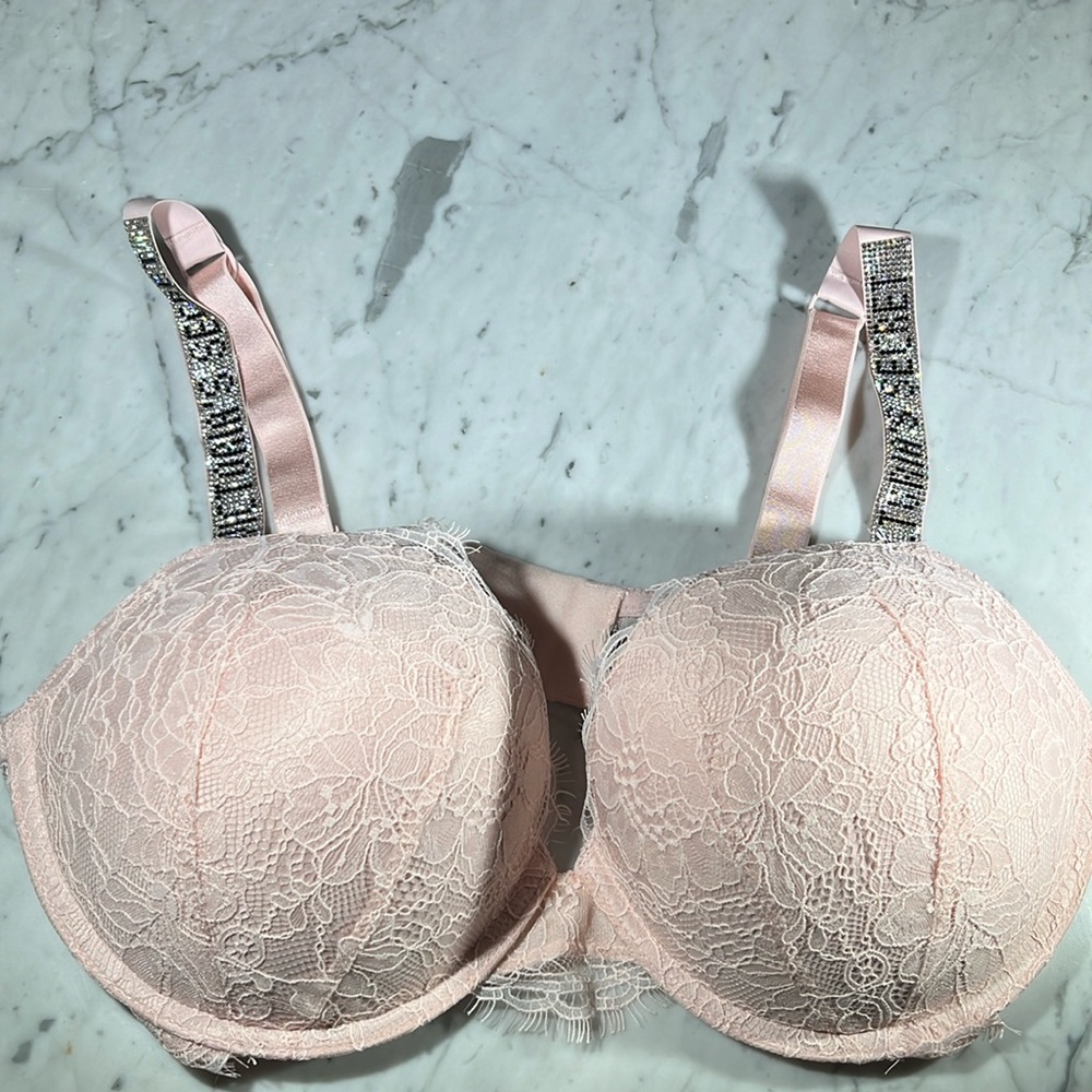 Victoria’s Secret VS Very Sexy Push-Up 38D blush pink lace NWOT see notes